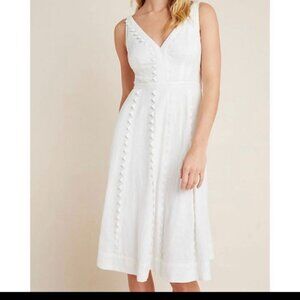 Anthropologie Brighton White Cotton Fit & Flare Dress